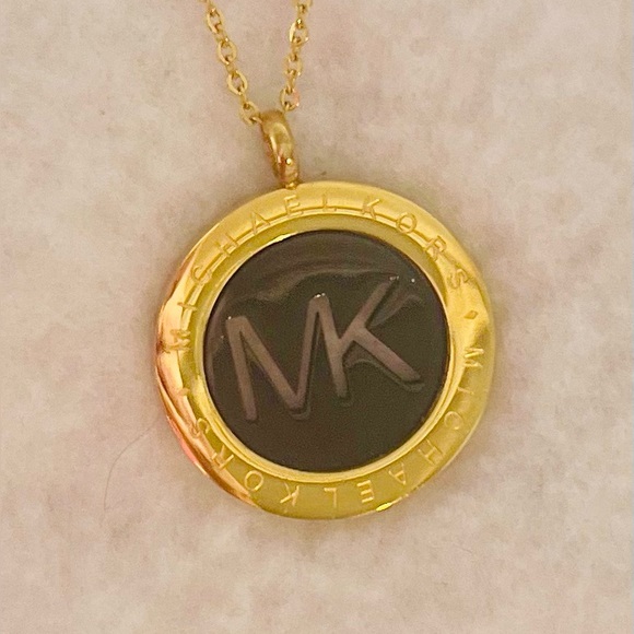 MK Gold and Black Pendant Necklace - Picture 3 of 5